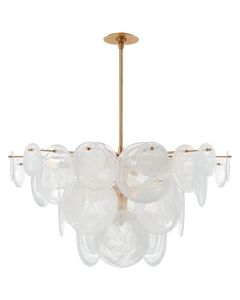 Loire Large Chandelier in Gild with White Strie Glass